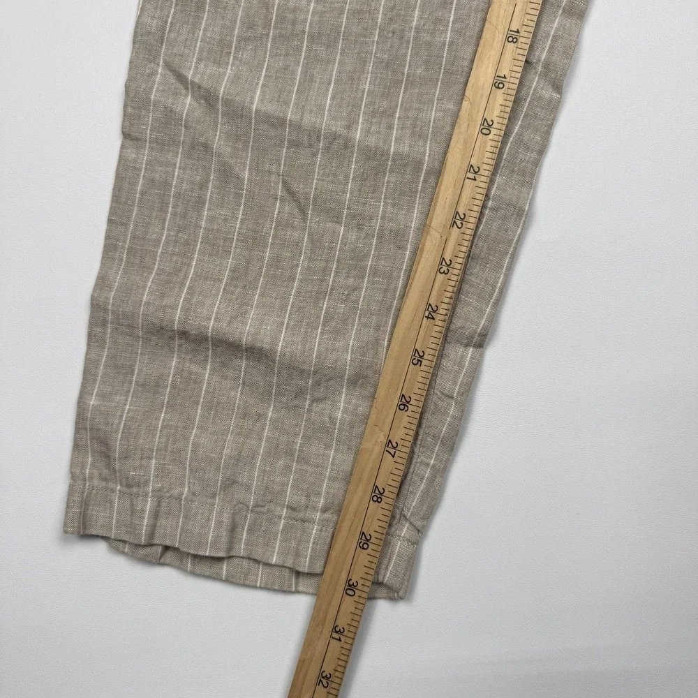 Vintage J.Crew Oarsman Pants Mens 32x30 Beige Linen Stripe Chino Straight Leg